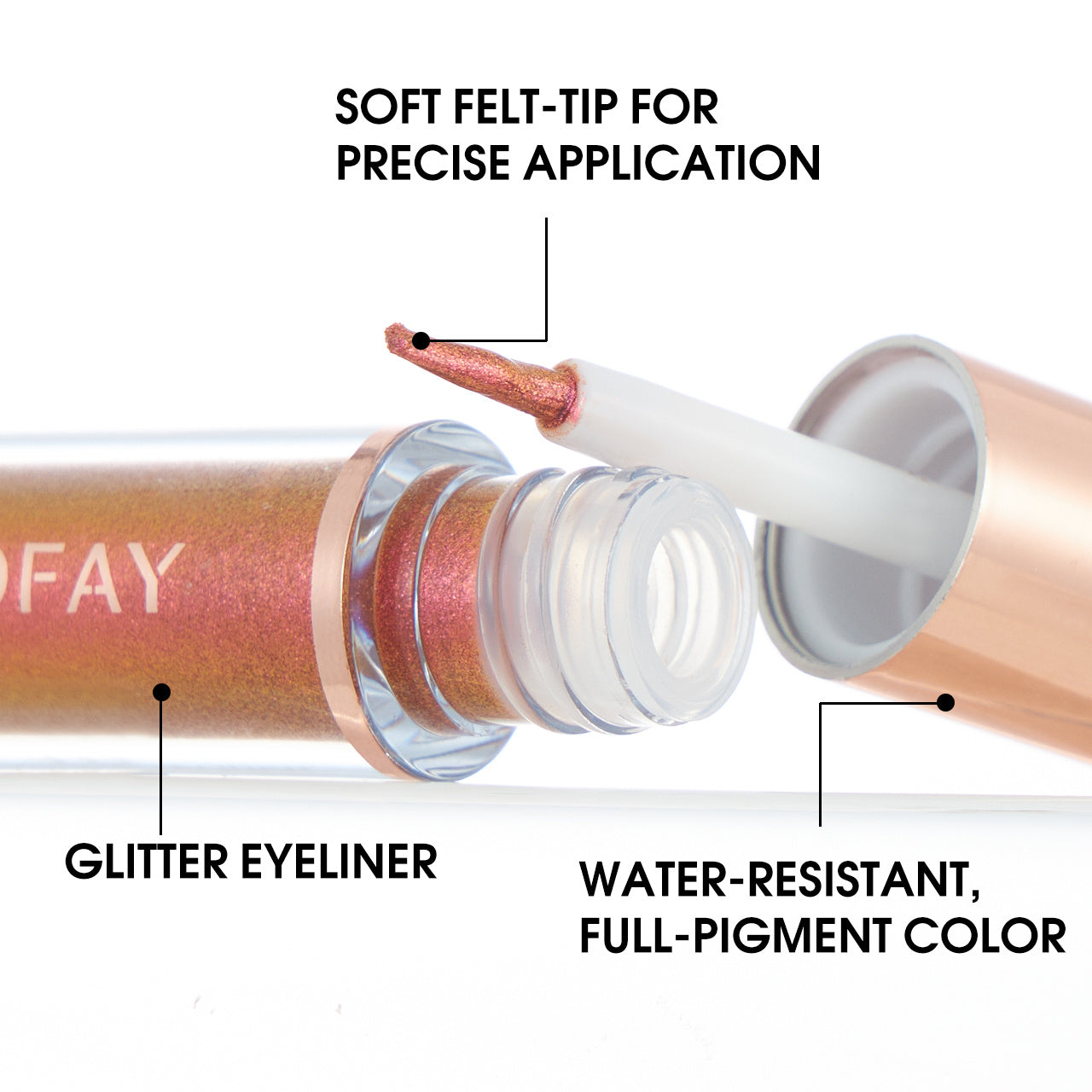 Coffret Eyeliner Liquide Pailleté – PHOFAY, Brillance Intense